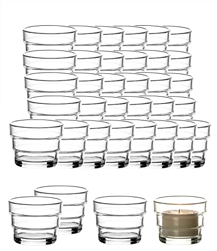 BigDean 48er Set Teelichtgläser hoch - 5,5 x 4,5 cm - Made in Germany - Teelichthalter aus Glas - Stufendesign - Kerzengläser Teelichter