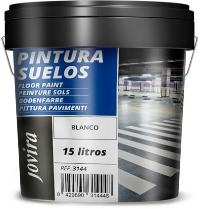 JOVIRA PINTURAS Pintura Suelos, Garajes y Pavimentos Deportivos en general, acabado Mate. Protege y decora las superficies de hormigón, cemento y asfalto. (15 Litros, Blanco) A-14B