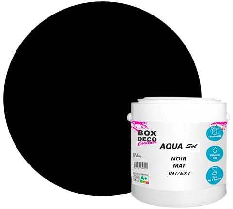 Peinture Sol extérieur/intérieur acrylique haute résistance aspect mat Aqua Sol - 2.5Kg, Noir