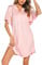 Wikoan Chemise de Nuit Femme Nuisette en Modal Col V Couleur Unie Liquette Chemises de Nuit Été Femmes Manches Courtes Vêtements de Nuit Rose XL