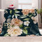 Kuscheldecke Extra Groß 180x220 cm 3D Blumenmuster Weiche Warme Flauschige Sofadecke Wohndecke Grüne Blätter Flanelldecke Tagesdecke Waschbar Microfaser Fleecedecke