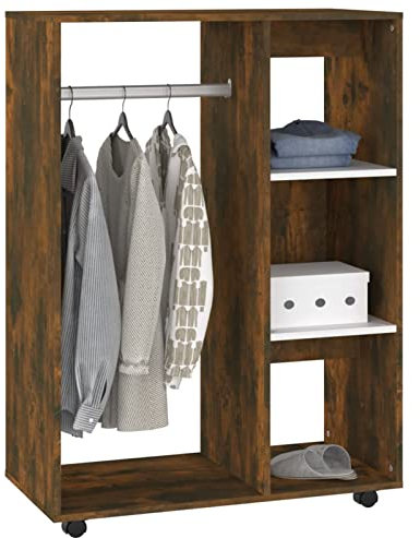 Tidyard Garde-Robe Armoire Chambre Penderie Bois Armoire Penderie Bois pour Vêtements Chaussures et Accessoires Chêne fumé 80x40x110 cm Bois d'ingénierie