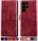SUANPOT for Samsung Galaxy S23 Ultra case with [Credit Card Holder][RFID Blocking],PU Leather Flip Book Protective Cover Women Men for Samsung Galaxy S23Ultra Phone case Red