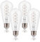 FLSNT Dimmbar Edison E27 LED Warmweiss, ST58 Superdünne LED Spiral Filament Vintage Glühbirne E27, 4W(Ersetzt 40W), 400LM LED Deko Glühbirne, 2200K Warmweiß, Klar Glas, 4 Stück