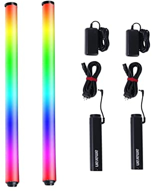 2er-Pack Aputure Amaran T2c RGB LED-Röhrenlicht, Einstellbarer 2500K~7500K Videolichtstab mit 15 Lichteffekten APP-Steuerung