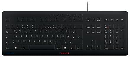 CHERRY STREAM PROTECT KEYBOARD WIRELESS, Cordless Keyboard with Removable Silicon Keyboard Protection, German Layout (QWERTZ), Flat Design, Disinfectable, Black