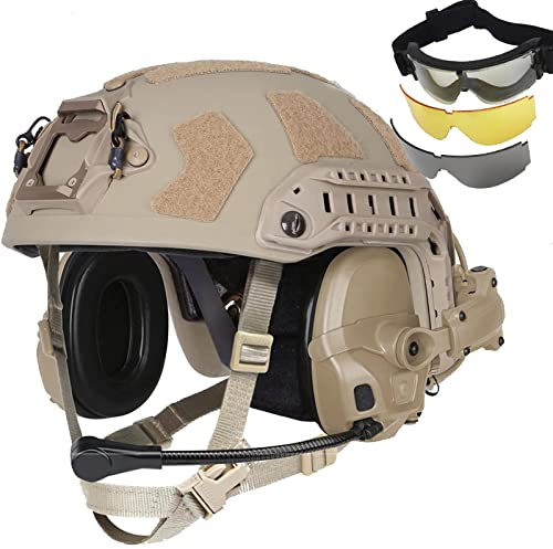 Casque tactique anti-bruit pour airsoft, équipement de protection militaire pour extérieur, paintball, airsoft, chasse, tir (T)