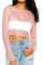 Naileksi Women Pearl Rhinestone Sheer Mesh Crop Top Sexy See Through Long Sleeve Slim Fit Cropped Blouse Shirt Clubwear, Light Pink, L