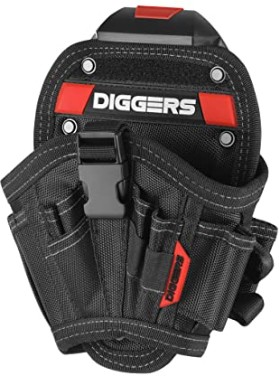 Diggers Tools - Akkuschrauber Holster Werkzeugtasche - [ Größe M ] Flexibel Kombinierbare Werkzeugtasche Gürtel - Hochwertige Gürteltasche Werkzeug für Elektriker, Dachdecker & Zimmerer