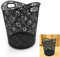 ARA CHOICE Colorful Modern Floral Waste Bin Rubbish Bin Home Office Waste Paper Bin Bedroom Bin Easy to Use with Attractive Colorful Looks (Black)
