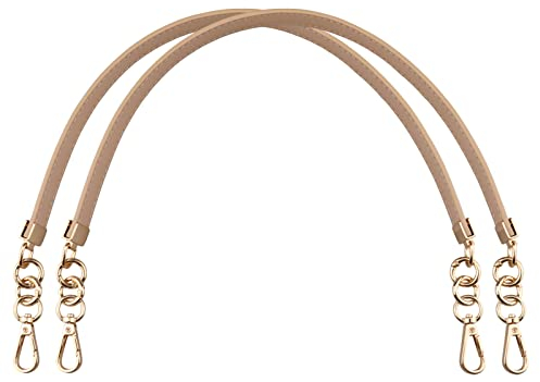 BEAULEGAN Leder-Handtaschengriffe – kurzer Riemen, Ersatz für Umhängetaschen, 60 cm lang, 2 Stück, Khaki-Gott