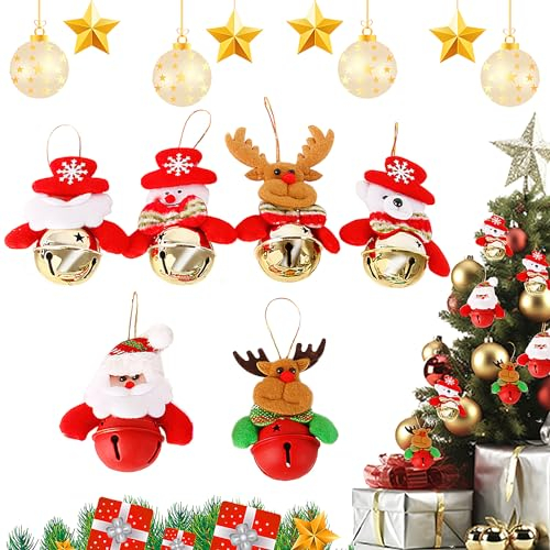 6 Stück Weihnachtsdeko Anhänger, ACTOYS Christbaumschmuck, Christmas Ornaments Schneemann Weihnachtsmann Bär Elch Weihnachtsglocken Anhängerpasst Passend Zu Weihnachts-und Winterfestthemen