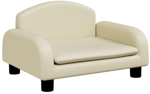 vidaXL Kindersofa, Couch für Kinder, Kindercouch mit runden Kanten, Kindersessel Minisofa Polstersofa Kindermöbel Sofa Kinderzimmer, Creme Kunstleder
