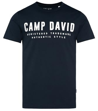 Camp David Herren Basic Logo T-Shirt, 100% Baumwolle, Rundhalsausschnitt, Regular Fit, Blue Navy, S