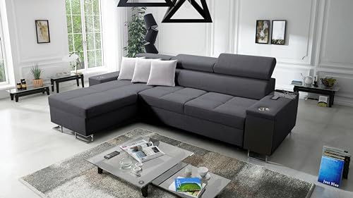IM SOFA Eckcouch L-Form Bettfunktion Ecksofa MOREN I MINI Links/rechts Farbe wählbar TOP Qualität