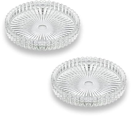 Lot de 2 petites assiettes en verre transparent pour bougie pilier en verre transparent 7,6 cm pour salle à manger, fête de mariage