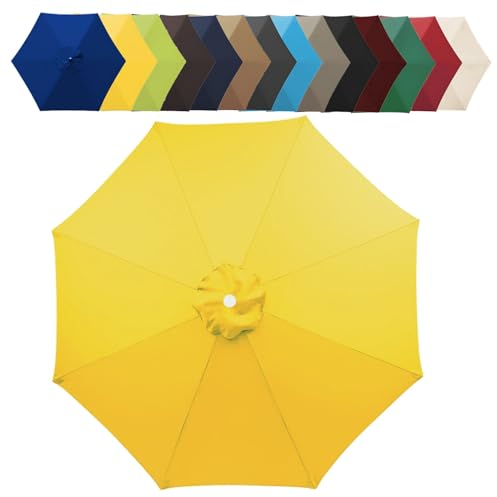 GZDXBF 200/270/300cm 6/8 Streben Sonnenschirm Ersatzbezug Dicker Und Starker Marktschirm Ersatzbespannung Wasserdicht Für Outdoor Terrassenschirm Strandschirm Sonnenschirm(Yellow,8 ribs-3m(9.8ft))