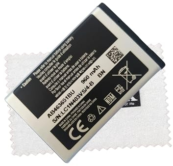 Batterie pour d'origine Samsung AB463651BU pour Samsung B3410 W559 S5620I S5630C S5560 C3370 C3200 C3518 C3060 J808 F339 F400 S5296 C3322 L708E S5610 avec Chiffon de Nettoyage Shlok