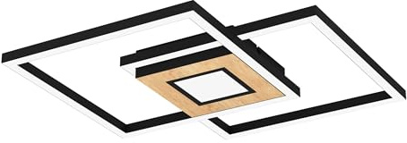 EGLO LED Deckenleuchte Marinello, 3 flammige Deckenlampe mit Fernbedienung | Lichtfarbe warmweiß – kaltweiß, dimmbar, Metall, Holz, Kunststoff in Schwarz, Braun, Weiß, FSC zertifiziert