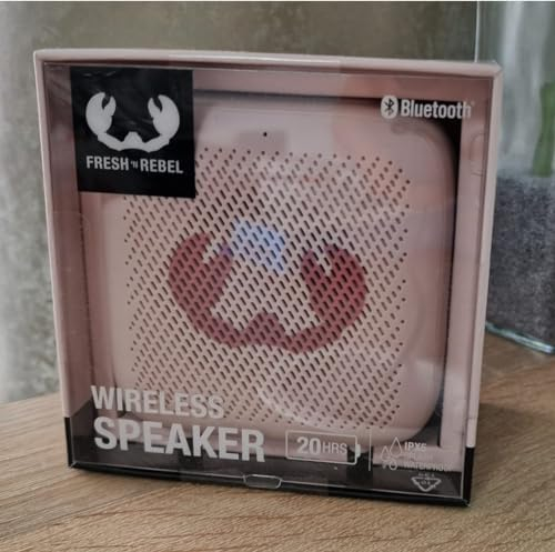 Fresh 'n Rebel Wireless Bluetooth Speaker IPX-5, bis zu 20 Std. Akku Laufzeit, Spritzwassergeschützt, Micro-SD Slot, Typ-C, auch für PC Und Multimedia nutzbar, eingebaute Mikrofon (Smokey Pink)