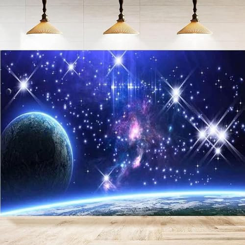 Galaxie Fotografie Hintergrund Sterne Himmel Dunkelblau glitzert Sterne Lila Hintergrund Poster Banner Die Erde Requisiten Fotostudio 350x240CM