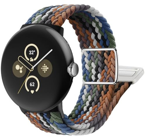 SimpleThings Cinturino magnetico in nylon per Google Pixel Watch 3 41 mm/2/1, elastico intrecciato regolabile per Pixel Watch Sport