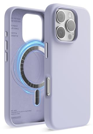 elago Magnetic Silicone Case Compatible with iPhone 16 Pro Case 6.3 Inch Compatible with All MagSafe Accessories - Built-in Magnets, Soft Grip Silicone, Shockproof (Purple)