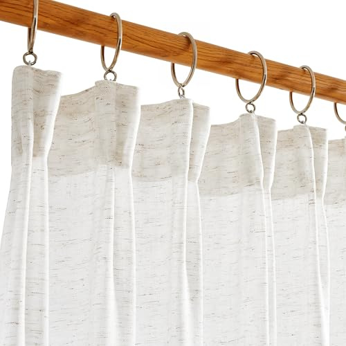 Deconovo Gardinen mit Kräuselband Halbtransparent Gardinenschal Wohnzimmer Voile Vorhang Vorhänge Lichtdurchlässig und Elegant, 160x140cm(HöhexBreite), Weiß, 2er Set