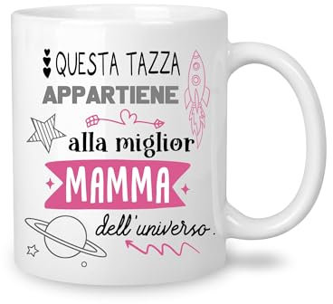 Yufansd Mug Tazza Mamma - aIla Miglior Mamma dell'Universo - Regali per Mamma Idea Regalo Festa della Mamma Originale Regalo di Compleanno Per Madre Regalo di Natale Ceramica 350 ML (Mamma)