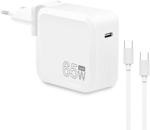 Cargador rápido USB C GAN de 65W con Cable USB C de 2M Compatible con Cargador para M acBook, M acBook Pro, Mac Book Air, Samsung Galaxy, iPad P ro,iPhone 16 Pro/MAX y más.