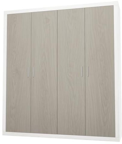 Somnia Descanso - Armario 4 Puertas Batientes con Altillo Modelo Mandi para Dormitorios de Matrimonio o Individuales, Color Pino - Gris, Medidas: 196 cm (Ancho) x 208 cm (Alto) x 50 cm (Fondo)