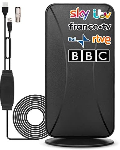 TV Aerial, Indoor HD Digital TV Antenna 460 Miles Range Support 4K 1080P All TV, 360° Reception Freeview TV Aerial for Television Local Channels