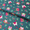 Baumwollstoff bunte Eulen Uhu auf dunkelgrün - Meterware ab 25 cm Länge