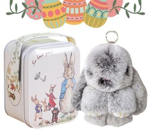 Bunnylu-lu Schlüsselanhänger, Hasen-Lulu Schlüsselanhänger in einer Dose, 15 cm Kaninchen-Anhänger, Weihnachts-Hasen-Schlüsselanhänger, niedliches hängbares Häschen, Tierornament für Rucksack,