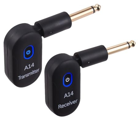 Btuty 2,4GHz Sistema de Guitarra Inalámbrico, 90° Giratorio/Plug and Play/Recargable Transmisor Receptor Inalámbrico de Guitarra, Cable de Guitarra Eléctrica Inalámbrica para Bajo Eléctrico (Negro)