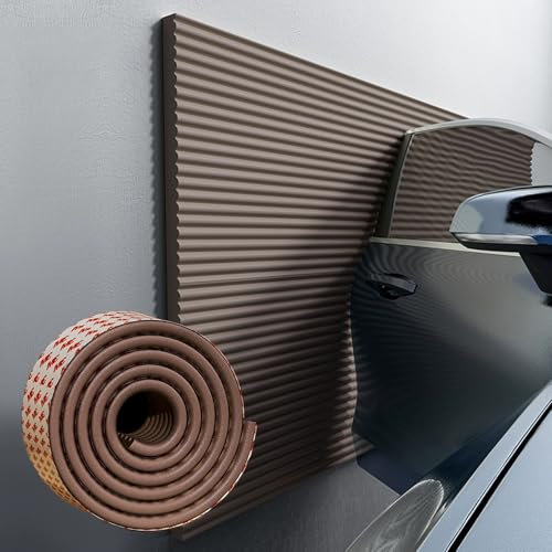 Protezione della Parete del Garage, Paracolpi Garage Auto da Muro, Gommapiuma Adesiva, Proteggi Portiera per Porte Auto, Garage e Carport, Impermeabile Ammortizzanti(Marrone,200 cm x 20 cm)