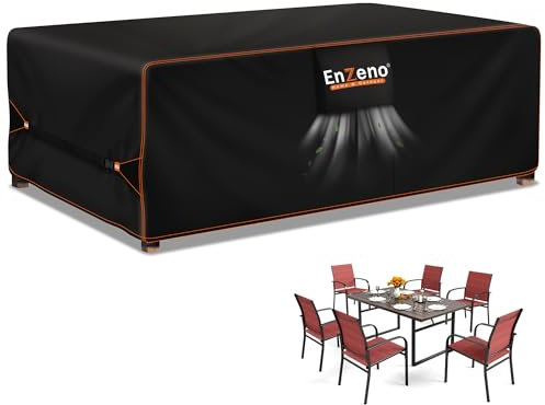 Enzeno Housse Salon de Jardin Exterieur,Housse Table de Jardin Imperméable,420D Tissu Oxford Housses pour Mobilier de Jardin,Bache Protection pour Meubles avec évent(110x110x74cm)