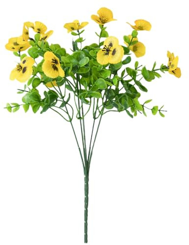 Fiori artificiali del viole del pensiero, piante finte resistenti ai raggi UV, 30 cm, decorazione da giardino, verde realistico per cortile, porta d'ingresso, portico, finestra e composizioni