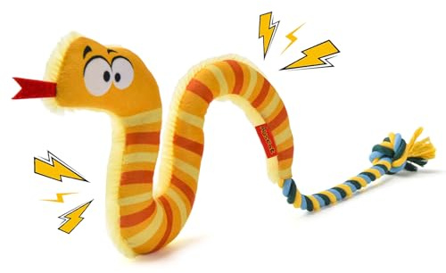 AUSCAT Plüsch Hundespielzeug Seil, Langlebiges Hundespielzeug Quietschend für Welpen und Kleine bis Mittelgroße Hunde (Nicht für Aggressive Kauer), Schlange