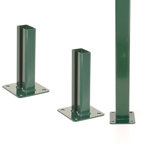 Aqbau® 2er Set Pfostenträger 60×40 mm Aufschraubhülse Grün für Doppelstabmattenzaun – verzinkt & pulverbeschichtet – für Zaunpfosten, Sichtschutz, Gartenzaun