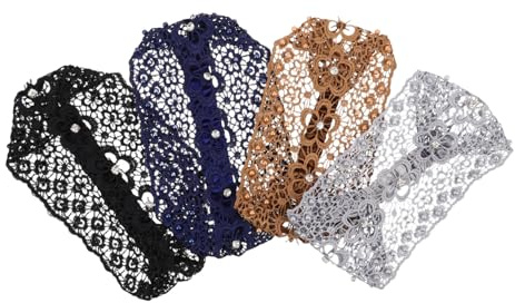 Gogogmee 4stücke Perlen-haarband mit Spitze für Damen Breites Elastische Haarbänder mit Kunstperlen für Alltag und Partys Weiche Materialien Sicherer Halt