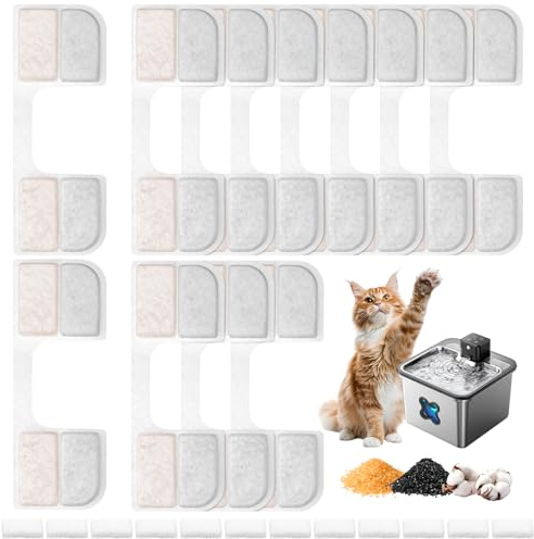 12 Packungen Katzenbrunnen Filter kompatibel mit FEELNEEDY FN-W17 3,2 L Katzenbrunnen, inkl. 12 Aktivkohlefilter Cat Fountain Filter und 12 Schwämme für Pumpe