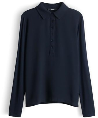someday Damen Langarmshirt | KERTINE Slim Polohirt im Materialmix Ocean, 36