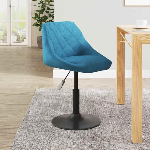Owoxanthellate Blauer Samt Drehstuhl Höhenverstellbar 46x44x(62,5-77,5) cm 360° schwenkbar Esszimmerstuhl mit Stahlgestell Modernes Design für Küche Wohnzimmer Home Office