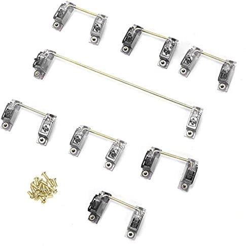 REYXVQS Mechanical Keyboard Stabilizer Set with Golden Wire and Transparent Shell, Gold Plated PCB Screw - In Stabilizers for 6.25U 2U 104/108 Key DIY Mechanical Keyboard (Transparent Black)