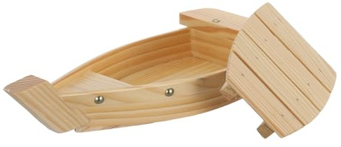 BESPORTBLE Plato de Sushi de Madera Natural en Forma de Barco, Tamaño Pequeño 33x15x6 Cm, Bandeja Japonesa para Servir Aperitivos y Sashimi, Adecuado para Restaurantes y Cenas en Casa