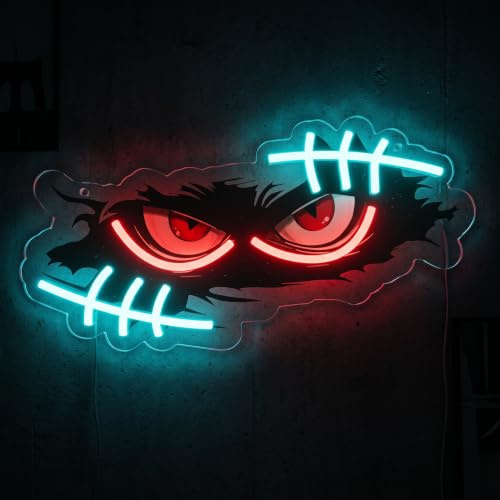 Game Neon Schild Anime LED Schild für Wand Böser Blick Neon Lampe Gaming Neon Licht USB Böses Auge Dimmbar für Game Zone Man Cave Jungenzimmer Spielzimmer Geschenke für Männliche