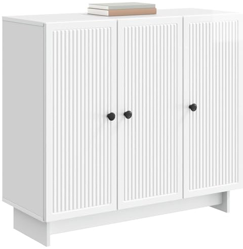 vidaXL Sideboard Hochglanz Weiß 89 x 34,5 x 80 cm Holzwerkstoff, Elegantes Vintage Sideboard, rechteckige Lösung für Zuhause, multifunktionale Möbel