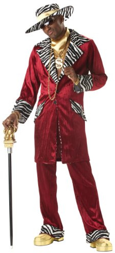 California Costumes Pimp Daddy Checker Kostüm rot-weiss-schwarz - L