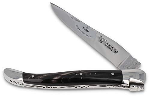 Laguiole en Aubrac Taschenmesser L0212BUIF 12 cm, Backen Edelstahl glänzend, Griff Büffelhorn